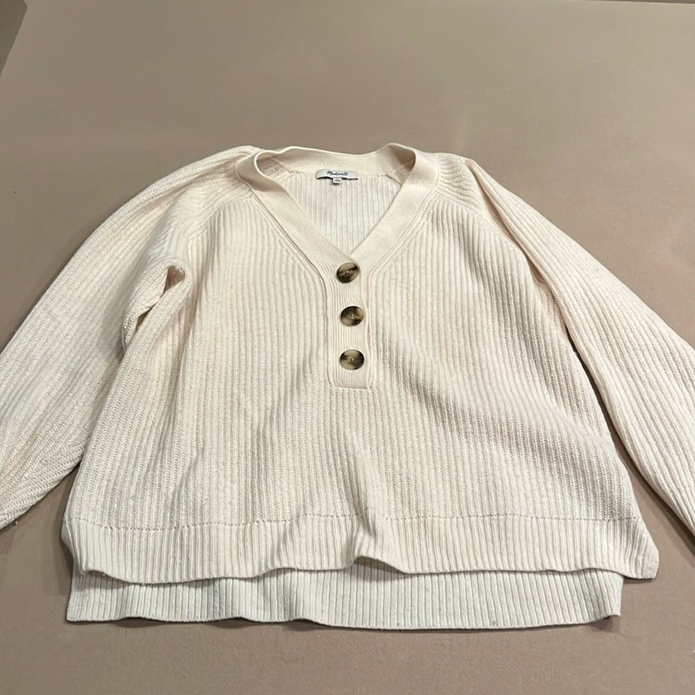 madewell vneck sweater with buttons. Size small.